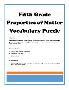 Preview of Properties of Matter Magic Triangle Vocabulary Puzzle