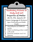 Properties of Matter/Matching Vocabulary Cards and Sort fo