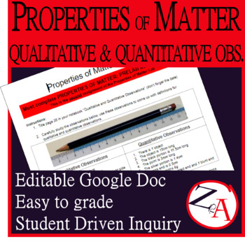 Preview of Properties of Matter: Qualitative & Quantitative Observation (PART 1)