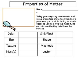 Preview of Properties of Matter Rock Lab