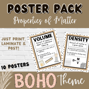 Properties of Matter Science Posters- Boho Theme! by Safari Park Science