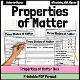Properties of Matter Quiz | Grade 5 States of Matter Assessment