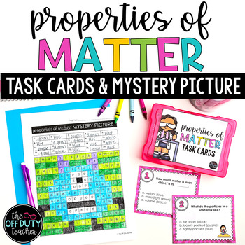 Preview of Properties of Matter Task Cards and Color by Number (Print, Google Forms)