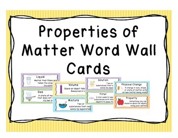 Preview of Properties of Matter Vocabulary Word Wall Cards