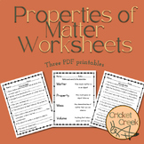Properties of Matter Worksheets PDF