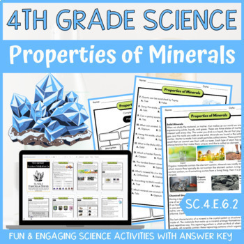 Preview of Properties of Minerals Activity & Answer Key 4th Grade Earth & Space Science