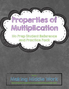 Preview of Properties of Multiplication No Prep Student Reference & Practice Pack