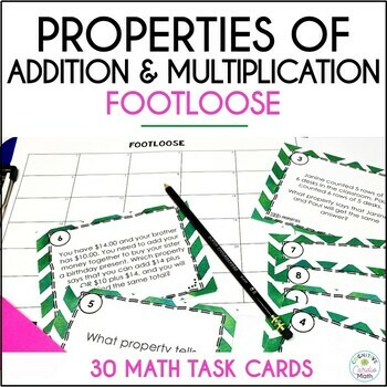 Preview of Properties of Multiplication and Addition Footloose Math Task Cards Game