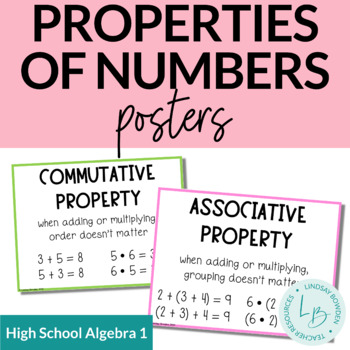 Preview of Properties of Numbers and Equality Posters (Algebra 1 Word Wall)