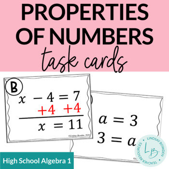 Preview of Properties of Numbers and Equality Task Cards