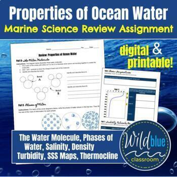 Preview of Properties of Ocean Water | Seawater | Ocean Chemistry Worksheet