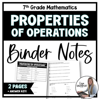 Preview of Properties of Operations - 7th Grade Math Binder Notes