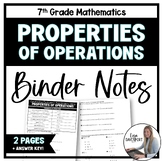 Properties of Operations - 7th Grade Math Binder Notes