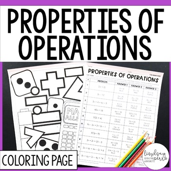 Preview of Properties of Operations Coloring Worksheet