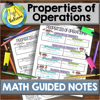 Preview of Properties of Operations - Guided Notes