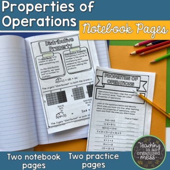 Preview of Properties of Operations Notes-6th Grade Interactive Math Notebook Pages