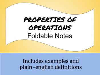 Preview of Properties of Operations Notes and Foldable