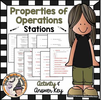 Preview of Number Properties of Operations Activity Note Taking Stations + KEY + Smartboard
