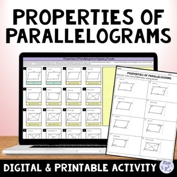 Properties of Parallelograms Digital Mystery Puzzle Activity