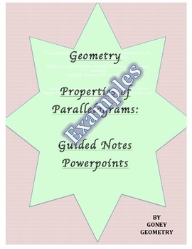 Preview of Properties of Parallelograms Guided Notes, Homework, and Powerpoint