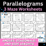 Properties of Parallelograms Maze Worksheets