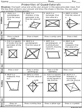Properties of Quadrilaterals Draw and Color Activity by Poe Pro Math ...