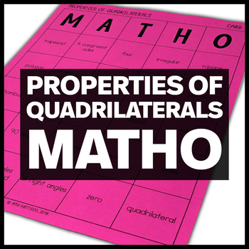 Preview of Properties of Quadrilaterals MATHO- Math Bingo Game - 5.G.B.3 and 5.G.B.4