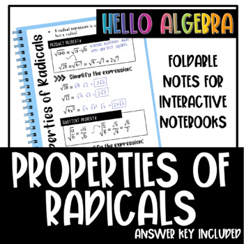 Preview of Properties of Radicals Foldable Notes for Interactive Notebooks