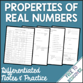 Properties of Real Numbers Notes & Practice