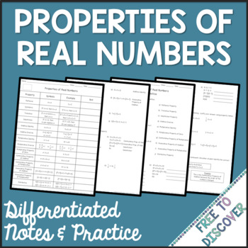 Preview of Properties of Real Numbers Notes & Practice