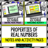 Properties of Real Numbers Digital Note and Activity Pages