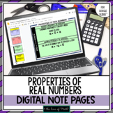 Properties of Real Numbers Digital Notes Pages for Google Drive™