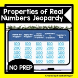 Properties of Real Numbers Jeopardy Game - Review Activity
