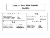 Properties of Real Numbers Mad Libs