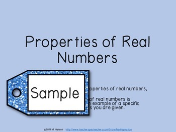 Preview of Properties of Real Numbers Presentation
