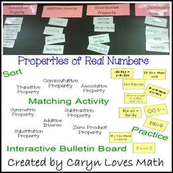 Preview of Properties of Real Numbers~Sort~Matching Activity~Interactive Bulletin Board
