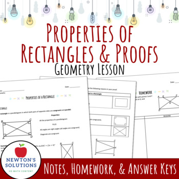 Preview of Properties of Rectangles and Proofs Lesson and Homework