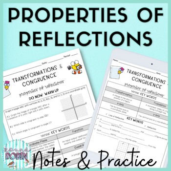 Preview of Properties of Reflections Guided Notes Homework 8th Grade Math Worksheets