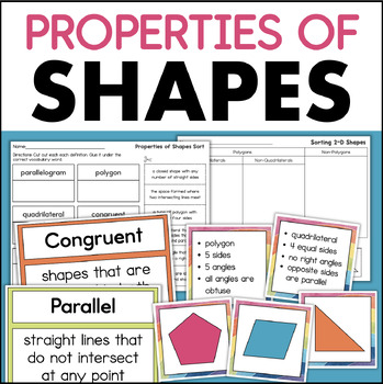 Preview of Properties of Shapes Classifying Quadrilaterals & Polygons Worksheets Centers