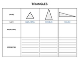 Properties of Shapes Graphic Organizers