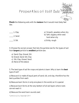 Properties of Soil Quiz by TeachLoveLive | Teachers Pay ...