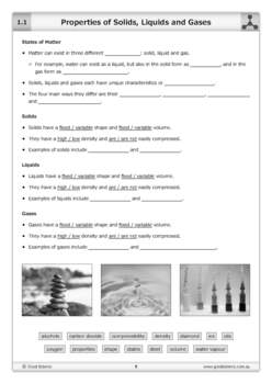 Properties of Solids, Liquids and Gases [Worksheet] by Good Science
