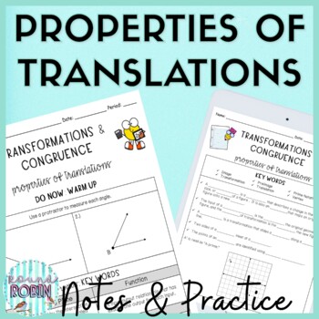 Preview of Properties of Translations Guided Notes Homework 8th Grade Math Worksheets