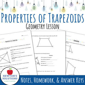 Preview of Properties of Trapezoids and Isosceles Trapezoids Lesson and Homework