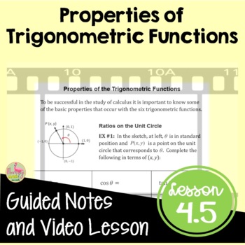 Preview of Properties of Trigonometric Functions Guided Notes with Video DISTANCE LEARNING