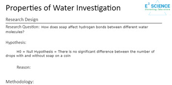 Preview of Properties of Water Lab with T-test Analysis