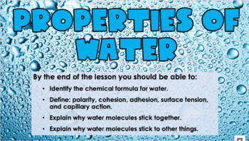 Preview of Properties of Water Notes Part 1