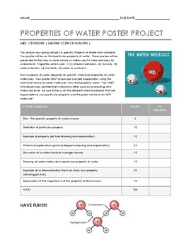 Preview of Properties of Water Poster Project