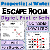 Properties of Water Activity Escape Room: Cohesion, Adhesi