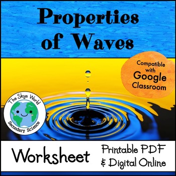Preview of Properties of Waves Worksheet - PDF and Digital Versions